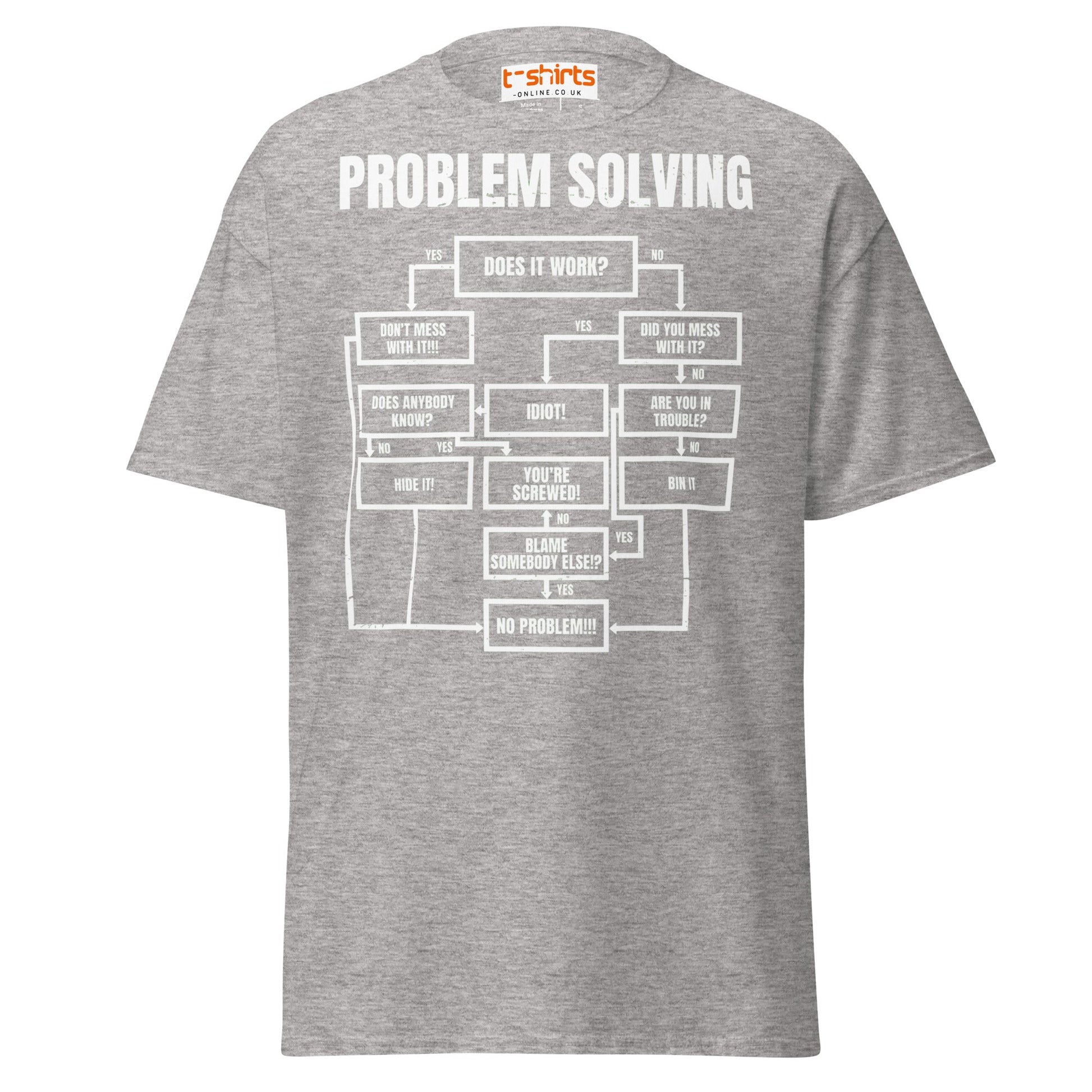 Problem Solving Flowchart T-Shirt | Funny Logic Tee - Sport Grey - T-Shirts Online