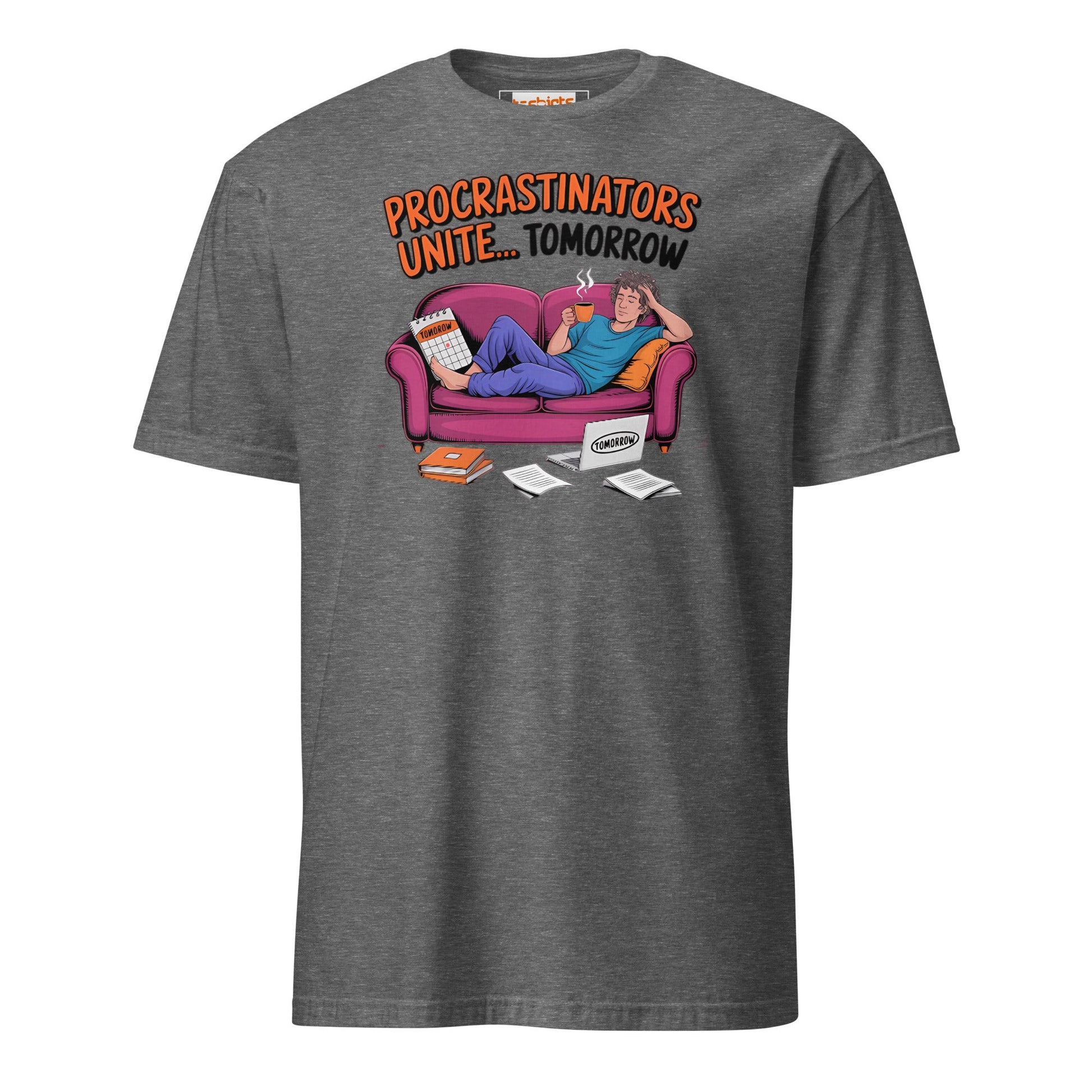 Procrastinators Unite T-Shirt - Graphite Heather - T-Shirts Online