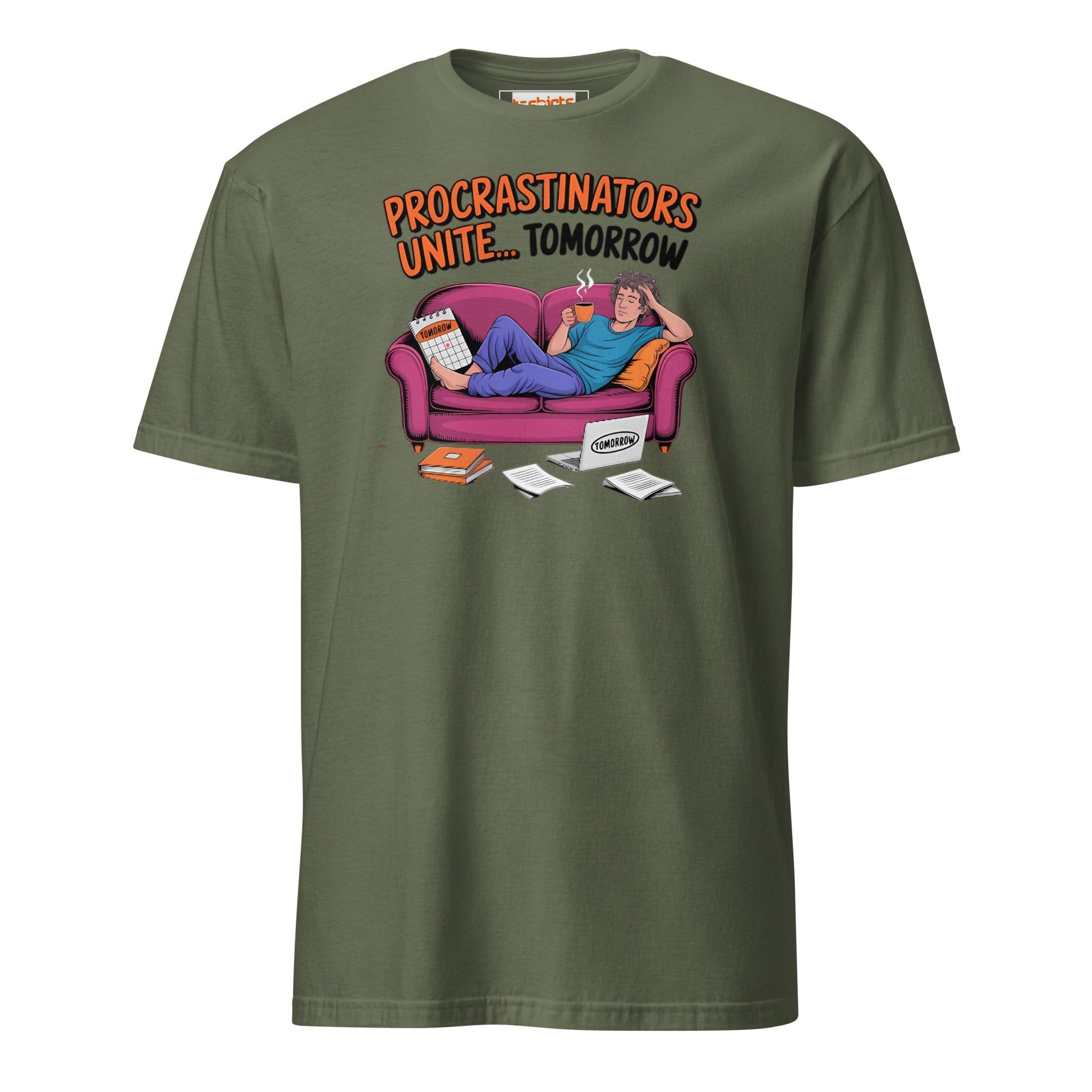 Procrastinators Unite T-Shirt - Military Green - T-Shirts Online