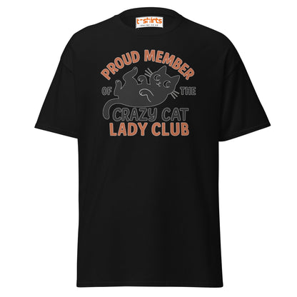 Proud Member Crazy Cat Lady Club T-Shirt - Black - T-Shirts Online