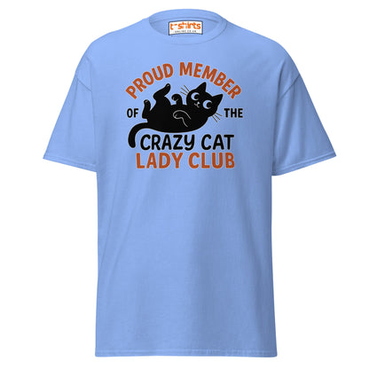 Proud Member Crazy Cat Lady Club T-Shirt - Carolina Blue - T-Shirts Online