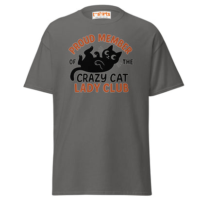 Proud Member Crazy Cat Lady Club T-Shirt - Charcoal - T-Shirts Online