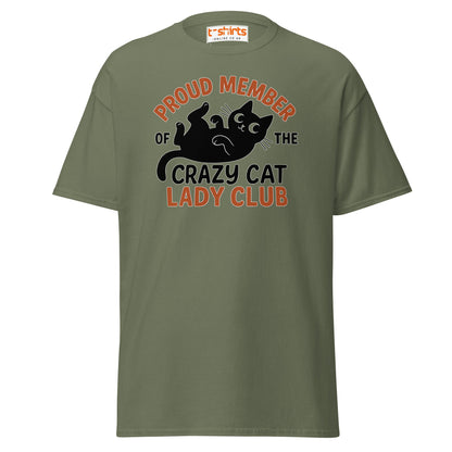 Proud Member Crazy Cat Lady Club T-Shirt - Military Green - T-Shirts Online