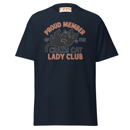 Proud Member Crazy Cat Lady Club T-Shirt - Navy - T-Shirts Online