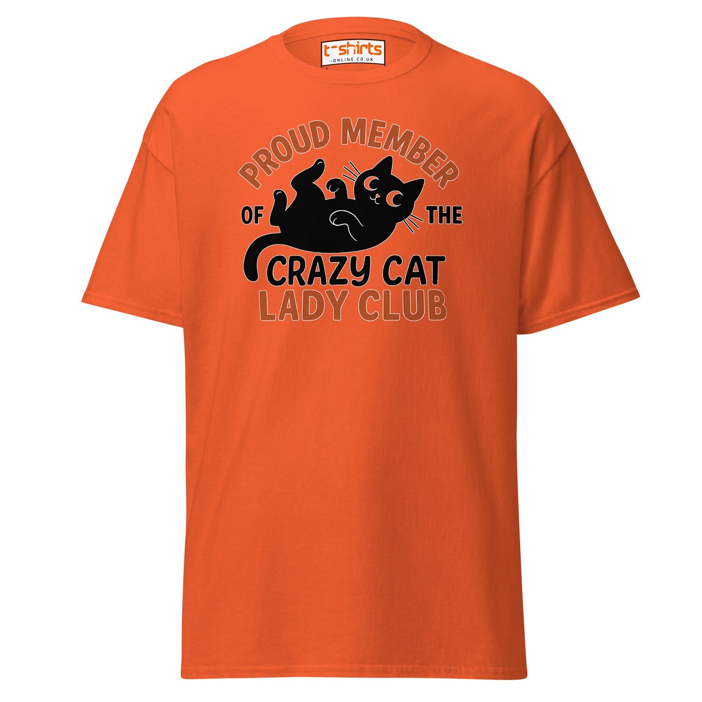 Proud Member Crazy Cat Lady Club T-Shirt - Orange - T-Shirts Online