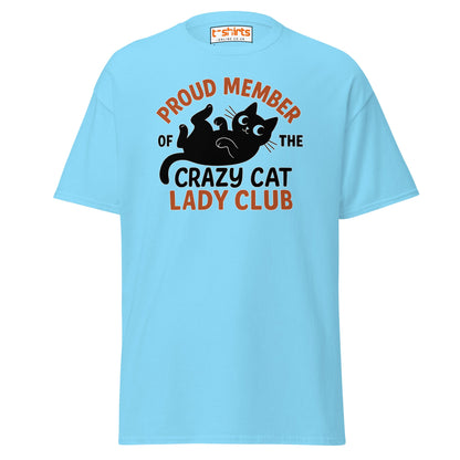 Proud Member Crazy Cat Lady Club T-Shirt - Sky - T-Shirts Online