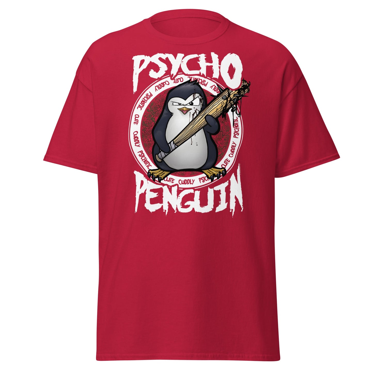 Psycho Penguin T-Shirt | Cute Cuddly Psychotic Funny Tee - Cardinal - T-Shirts Online