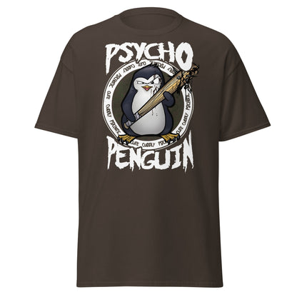 Psycho Penguin T-Shirt | Cute Cuddly Psychotic Funny Tee - Dark Chocolate - T-Shirts Online