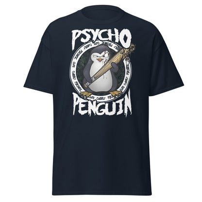 Psycho Penguin T-Shirt | Cute Cuddly Psychotic Funny Tee - Navy - T-Shirts Online