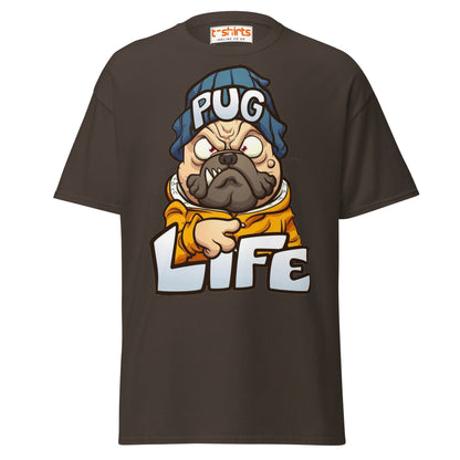 Pug Life T-Shirt | Funny Gangsta Dog Cartoon Tee - Dark Chocolate - T-Shirts Online