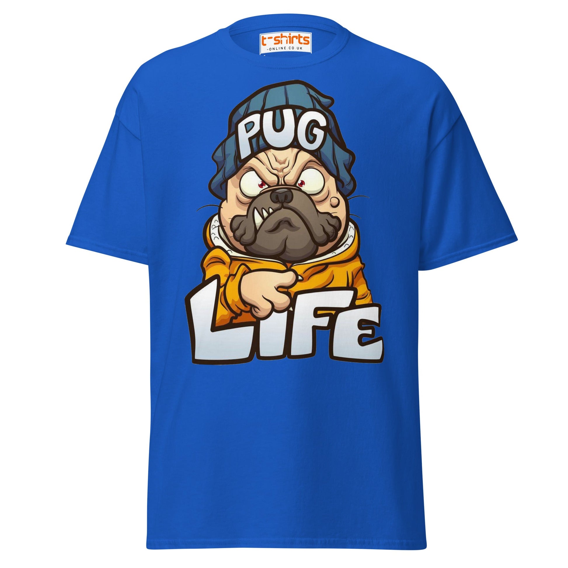 Pug Life T-Shirt | Funny Gangsta Dog Cartoon Tee - Royal - T-Shirts Online