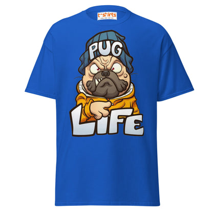 Pug Life T-Shirt | Funny Gangsta Dog Cartoon Tee - Royal - T-Shirts Online