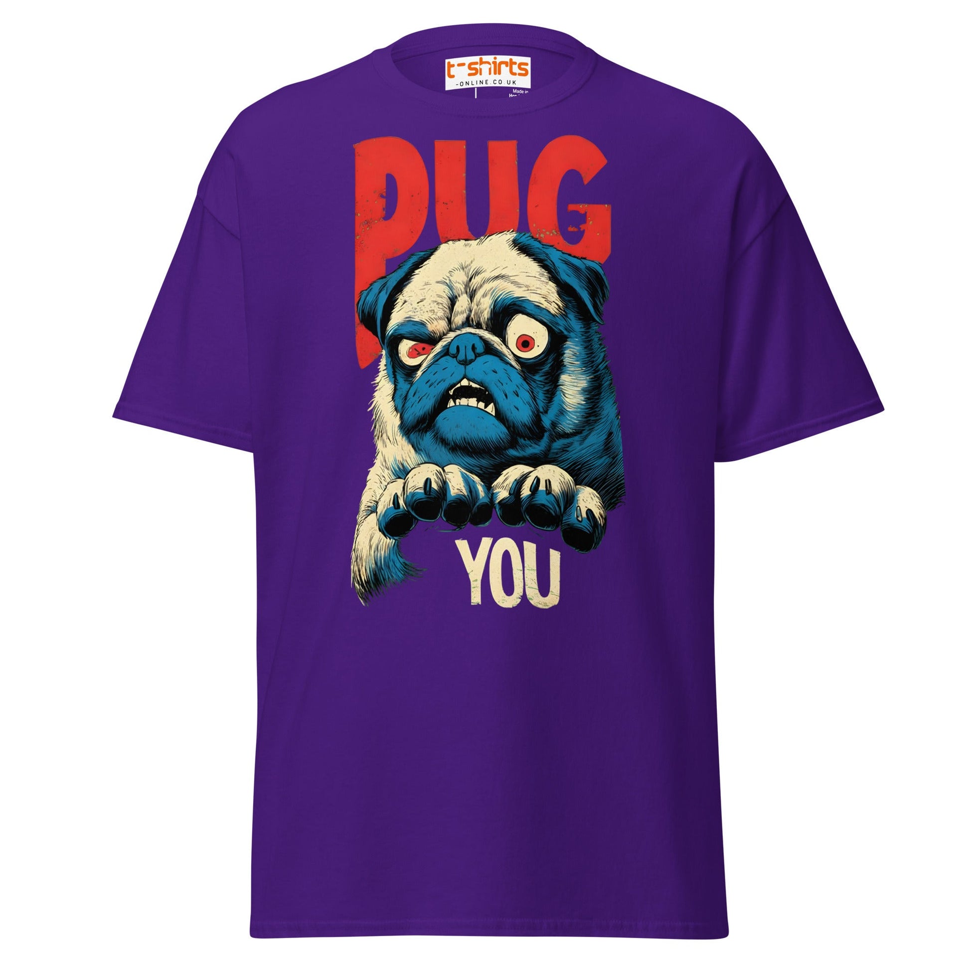 Pug You T-Shirt | Funny Angry Dog Graphic Tee - Purple - T-Shirts Online