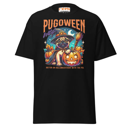 Pugoween Witch Halloween Pug T-Shirt - Black - T-Shirts Online