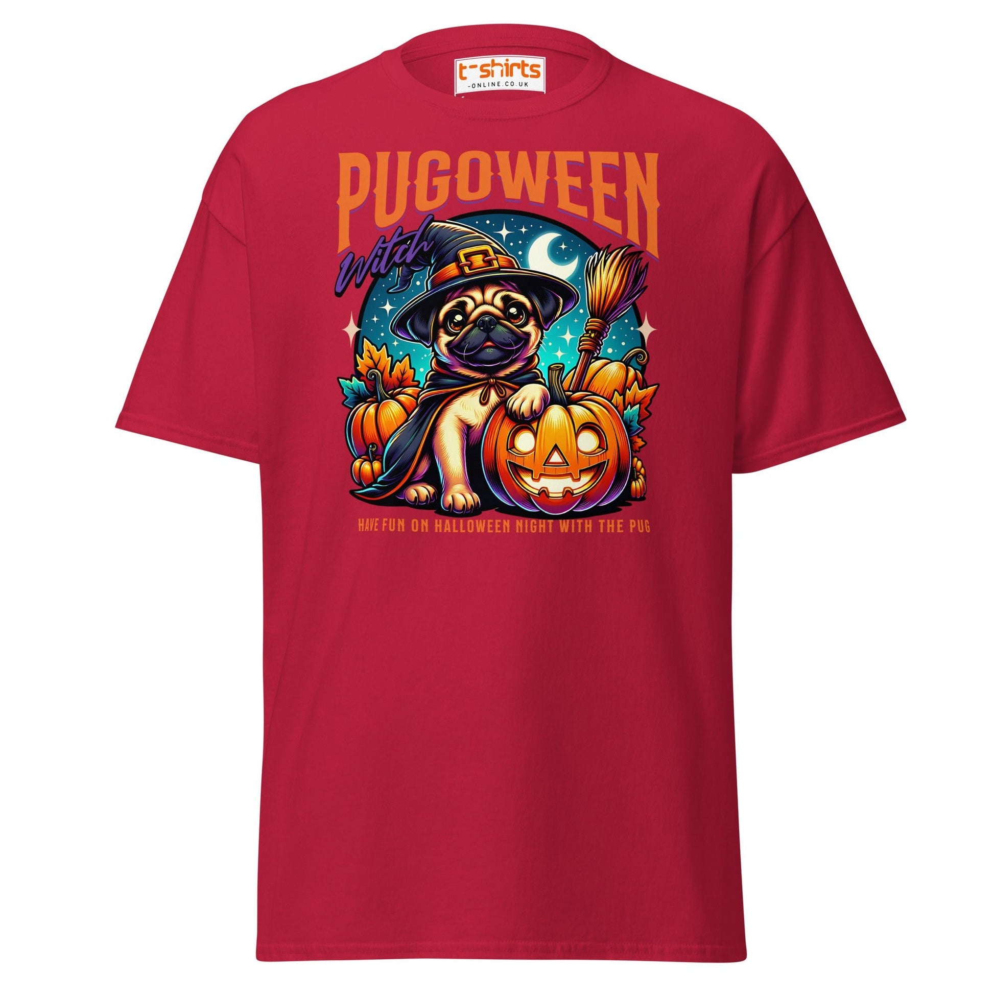 Pugoween Witch Halloween Pug T-Shirt - Cardinal - T-Shirts Online