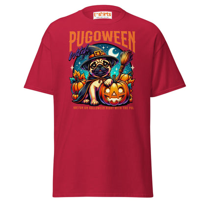Pugoween Witch Halloween Pug T-Shirt - Cardinal - T-Shirts Online