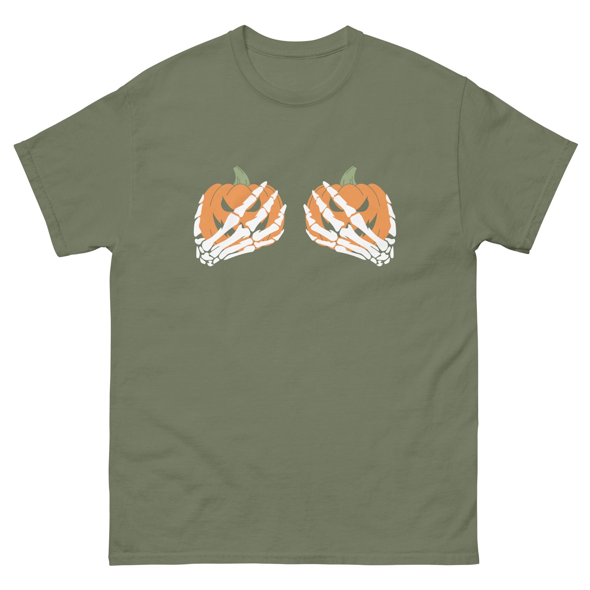 Pumpkin Boobs | Halloween T-Shirt - Military Green - T-Shirts Online