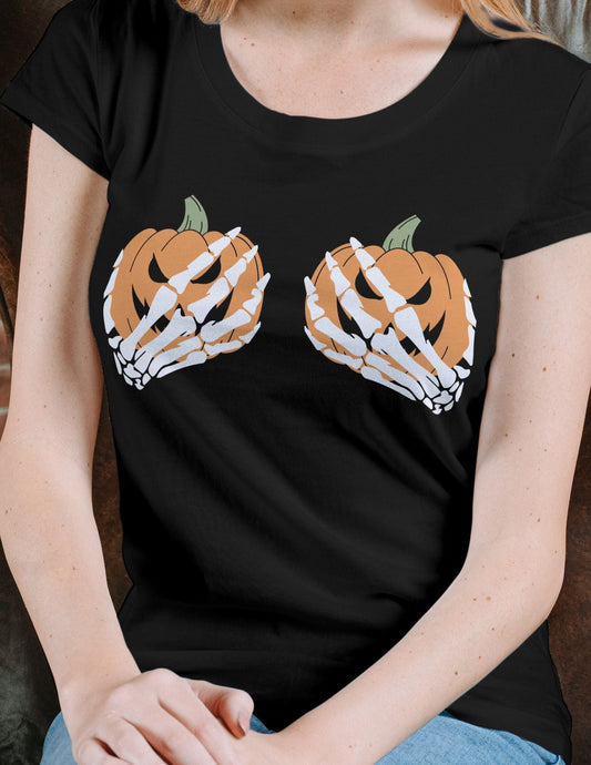 Pumpkin Boobs | Halloween T-Shirt - Black - T-Shirts Online