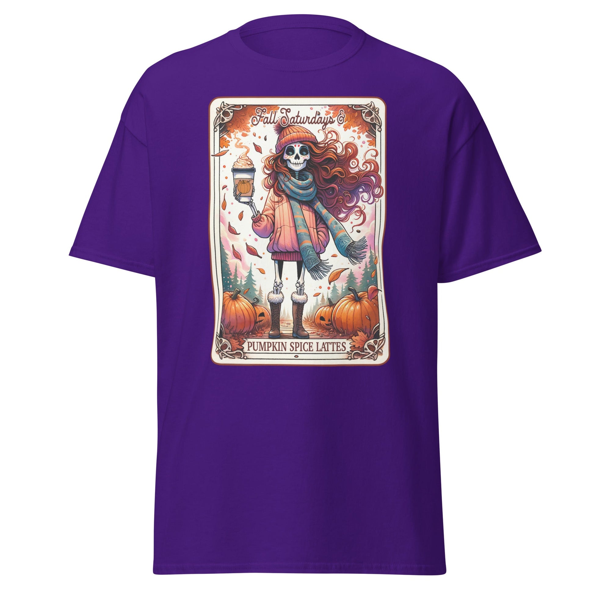 'Pumpkin Spice Lattes' Tarot | Tarot Card T-Shirt - Purple - T-Shirts Online