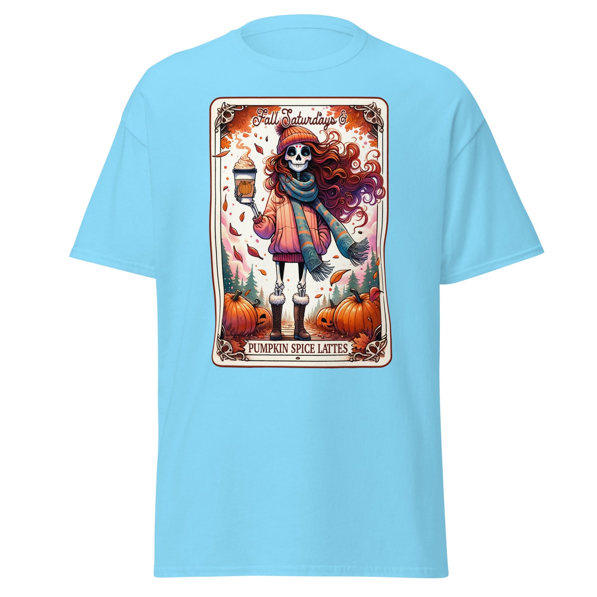 'Pumpkin Spice Lattes' Tarot | Tarot Card T-Shirt - Sky - T-Shirts Online