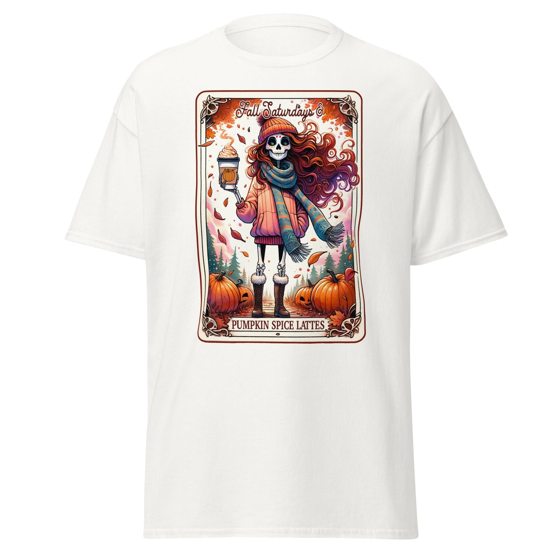 'Pumpkin Spice Lattes' Tarot | Tarot Card T-Shirt - White - T-Shirts Online