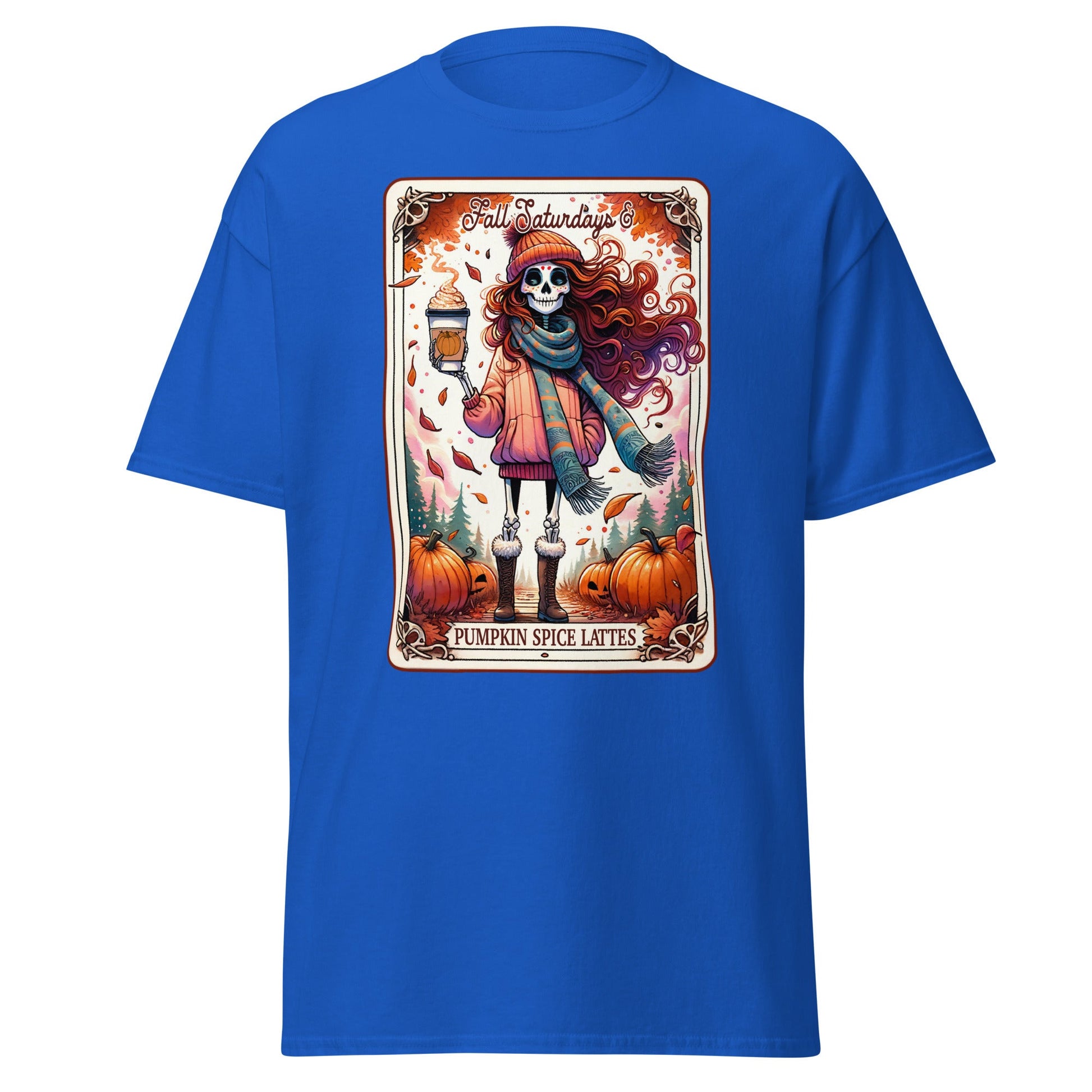 'Pumpkin Spice Lattes' Tarot | Tarot Card T-Shirt - Royal - T-Shirts Online