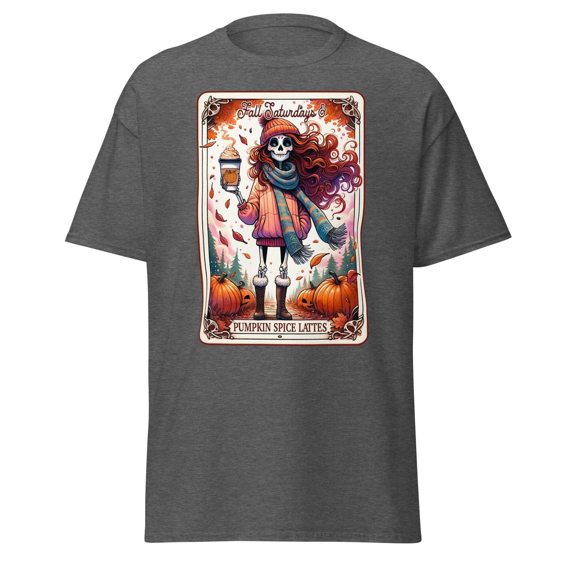 'Pumpkin Spice Lattes' Tarot | Tarot Card T-Shirt - Dark Heather - T-Shirts Online