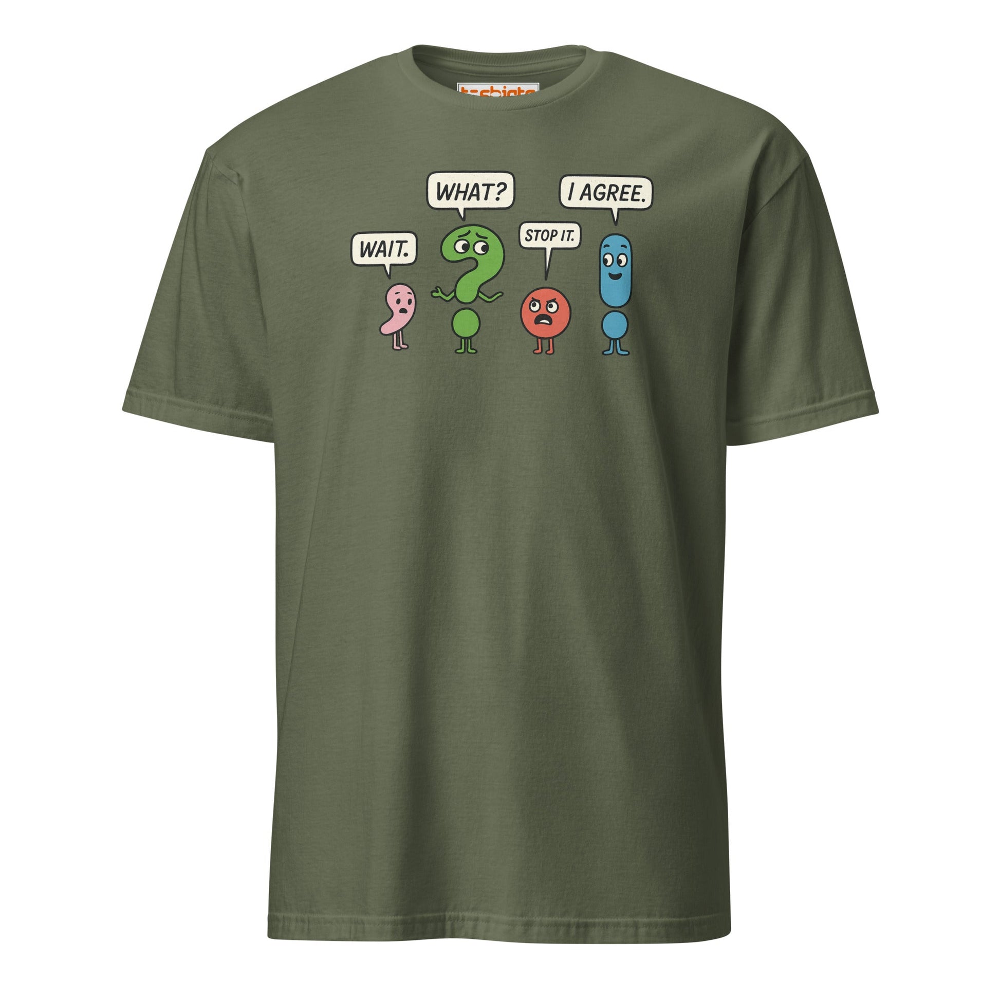 Punctuation Party T-Shirt - Military Green - T-Shirts Online