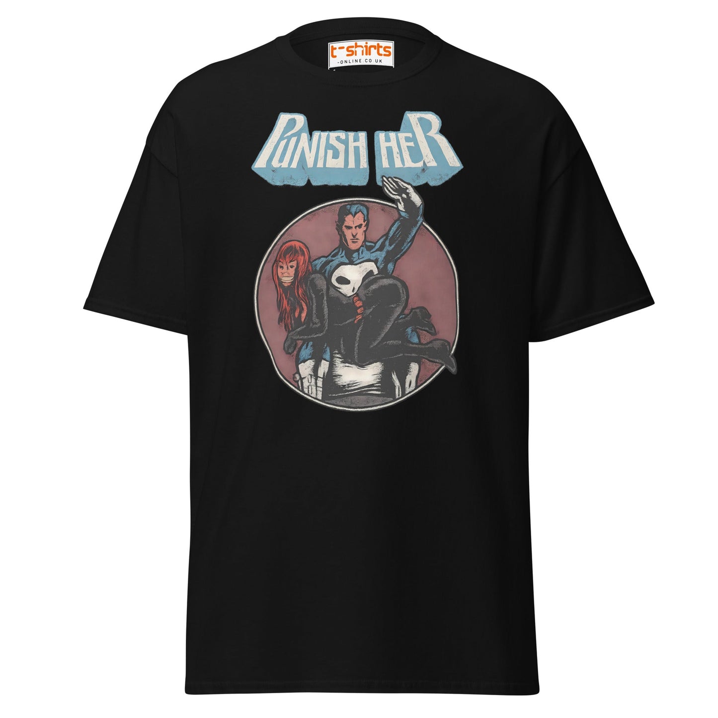 Punish Her T-Shirt – Retro Comic Parody Tee - Black - T-Shirts Online