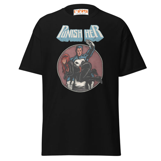 Punish Her T-Shirt – Retro Comic Parody Tee - Black - T-Shirts Online