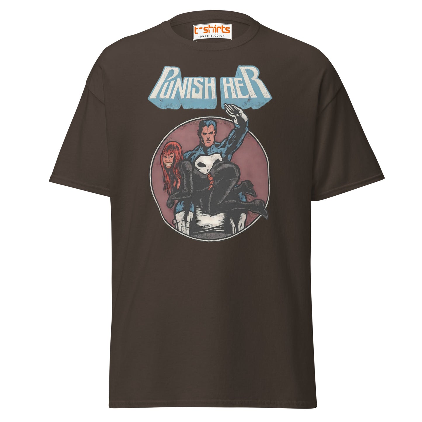 Punish Her T-Shirt – Retro Comic Parody Tee - Dark Chocolate - T-Shirts Online