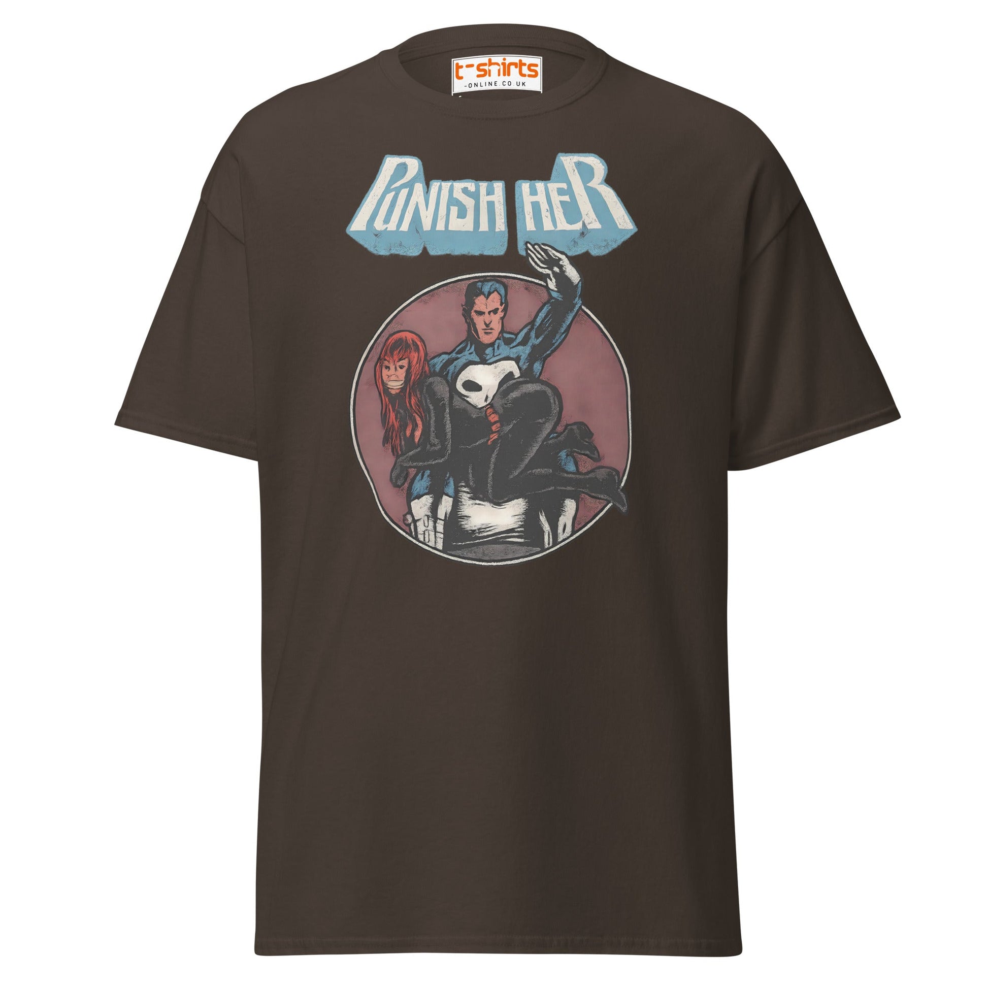 Punish Her T-Shirt – Retro Comic Parody Tee - Dark Chocolate - T-Shirts Online