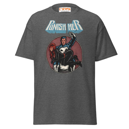 Punish Her T-Shirt – Retro Comic Parody Tee - Dark Heather - T-Shirts Online