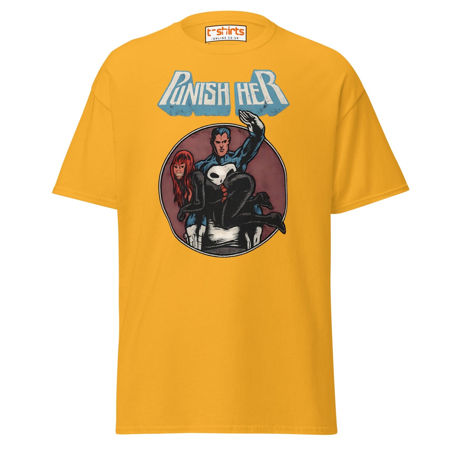 Punish Her T-Shirt – Retro Comic Parody Tee - Gold - T-Shirts Online
