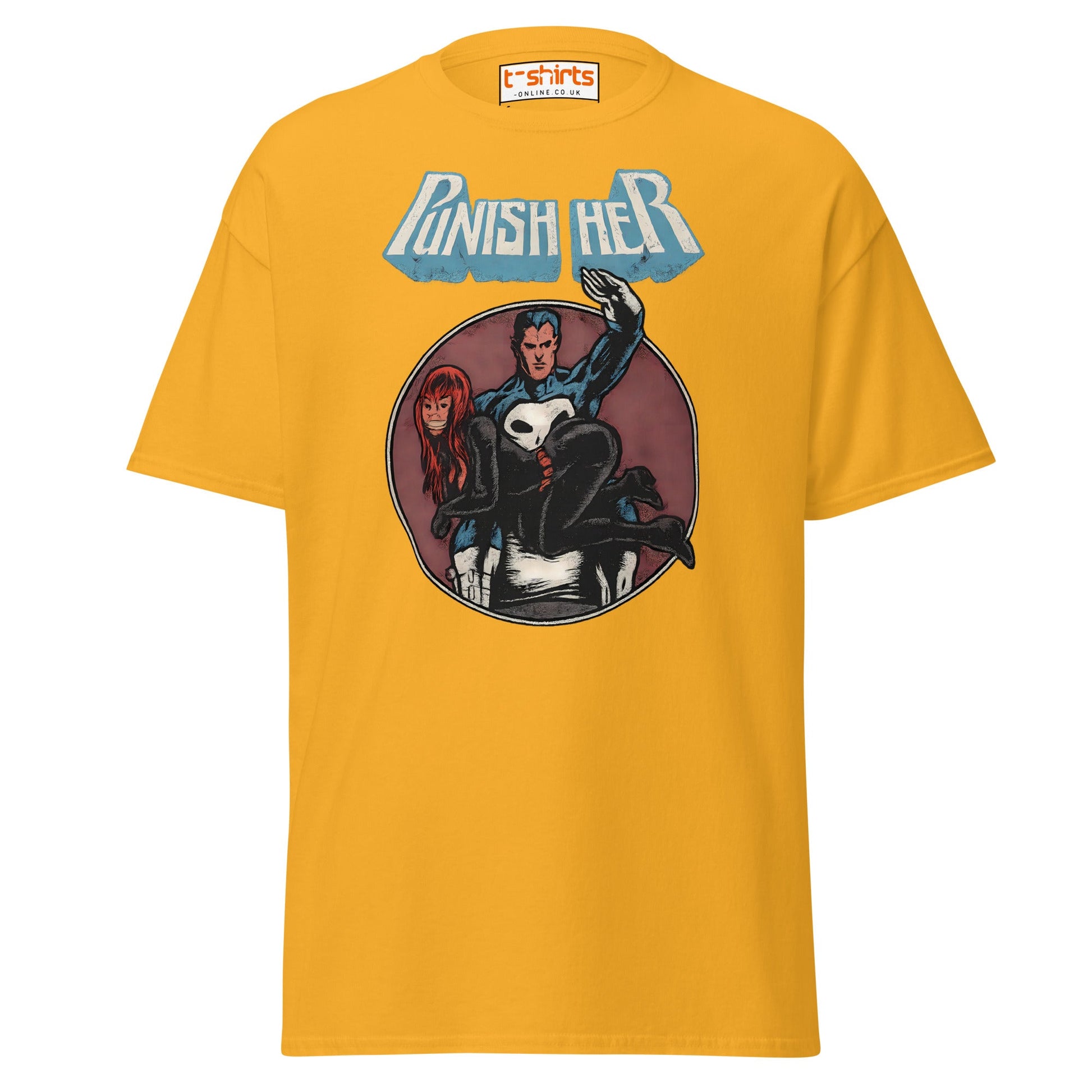 Punish Her T-Shirt – Retro Comic Parody Tee - Gold - T-Shirts Online