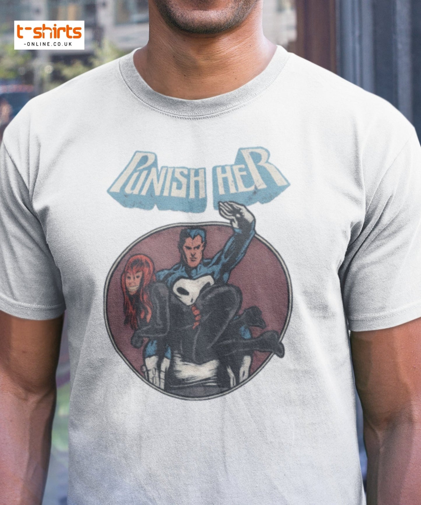 Punish Her T-Shirt – Retro Comic Parody Tee - Maroon - T-Shirts Online