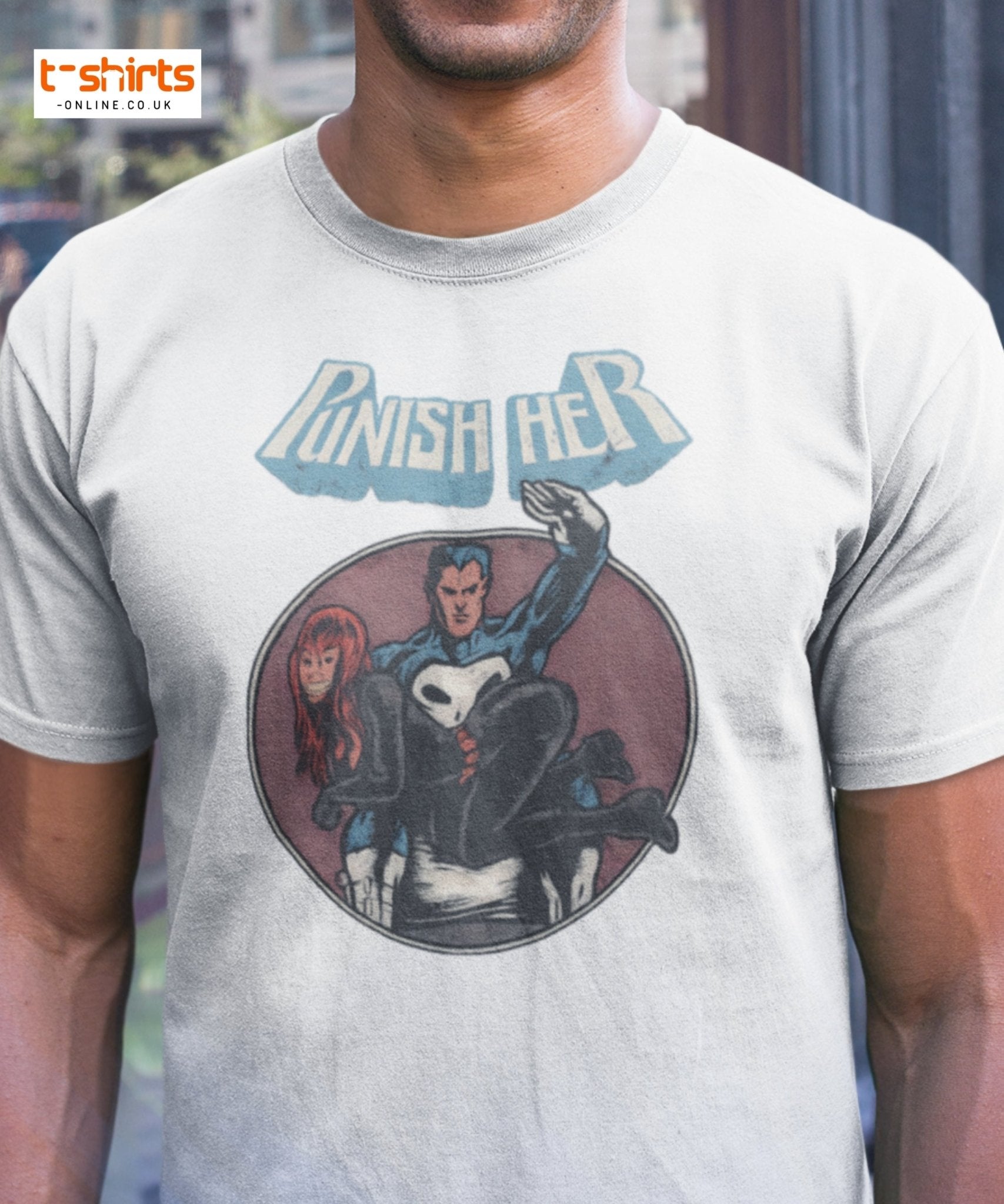 Punish Her T-Shirt – Retro Comic Parody Tee - Maroon - T-Shirts Online