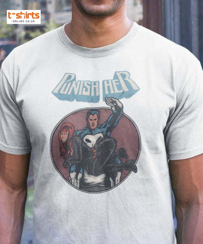 Punish Her T-Shirt – Retro Comic Parody Tee - Maroon - T-Shirts Online