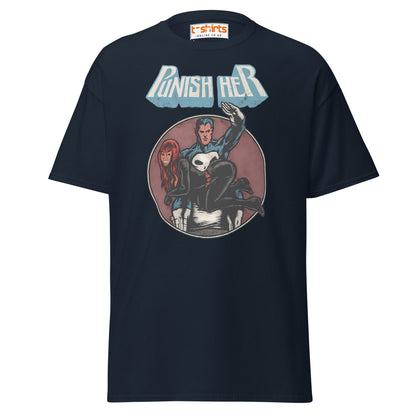 Punish Her T-Shirt – Retro Comic Parody Tee - Navy - T-Shirts Online