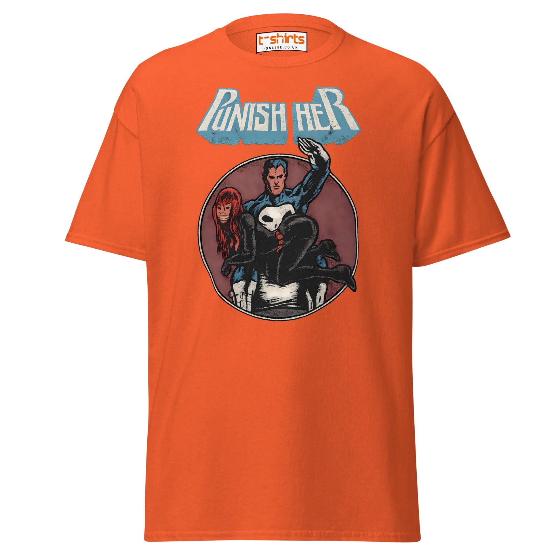 Punish Her T-Shirt – Retro Comic Parody Tee - Orange - T-Shirts Online