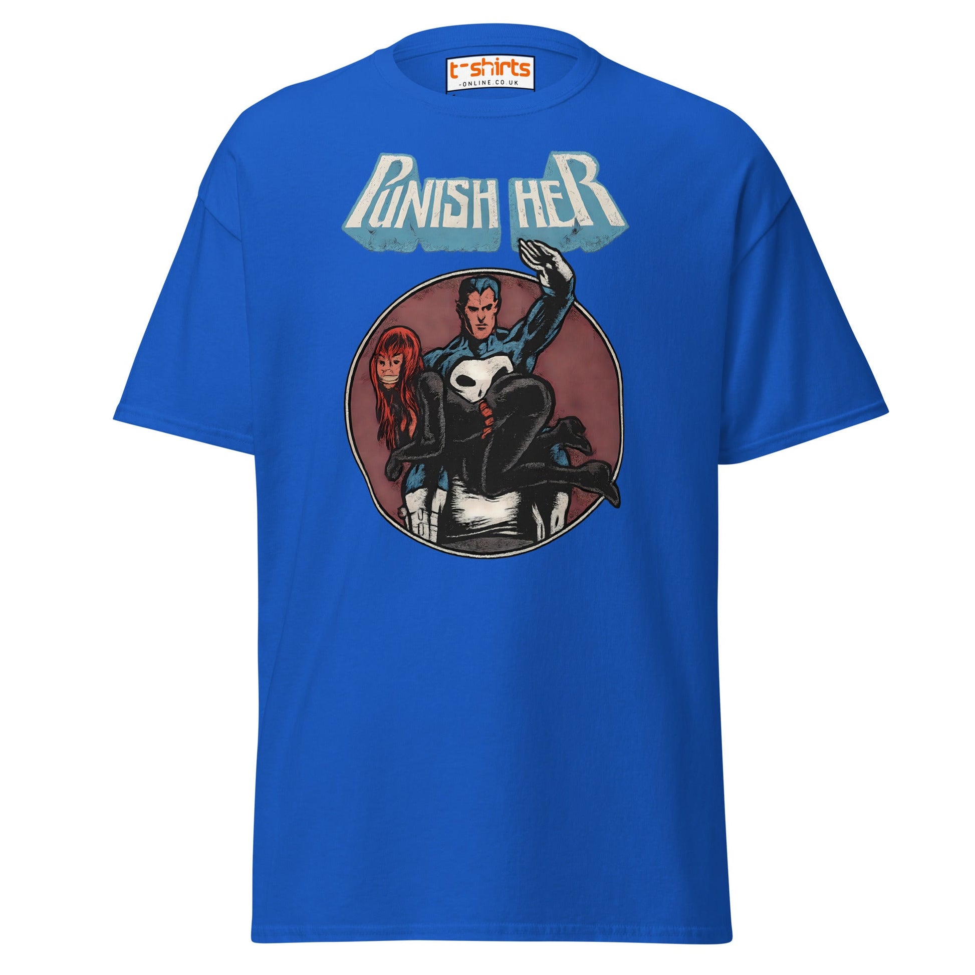 Punish Her T-Shirt – Retro Comic Parody Tee - Royal - T-Shirts Online