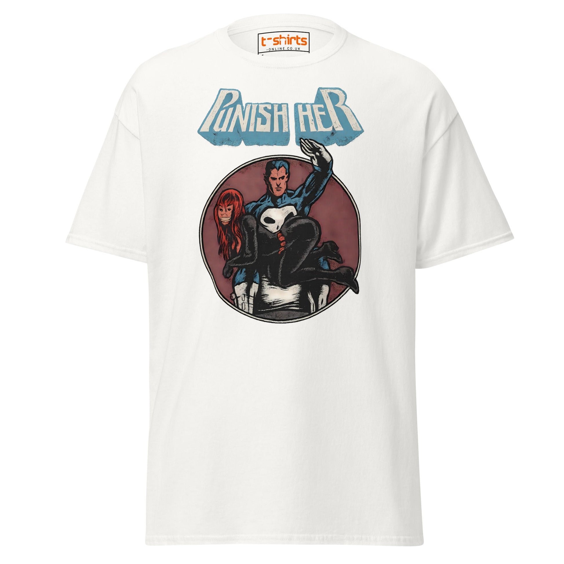 Punish Her T-Shirt – Retro Comic Parody Tee - White - T-Shirts Online