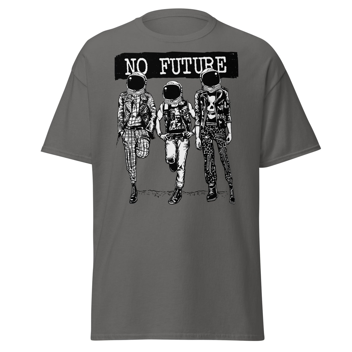 Punk Astronaut 'No Future' T-Shirt - Charcoal - T-Shirts Online