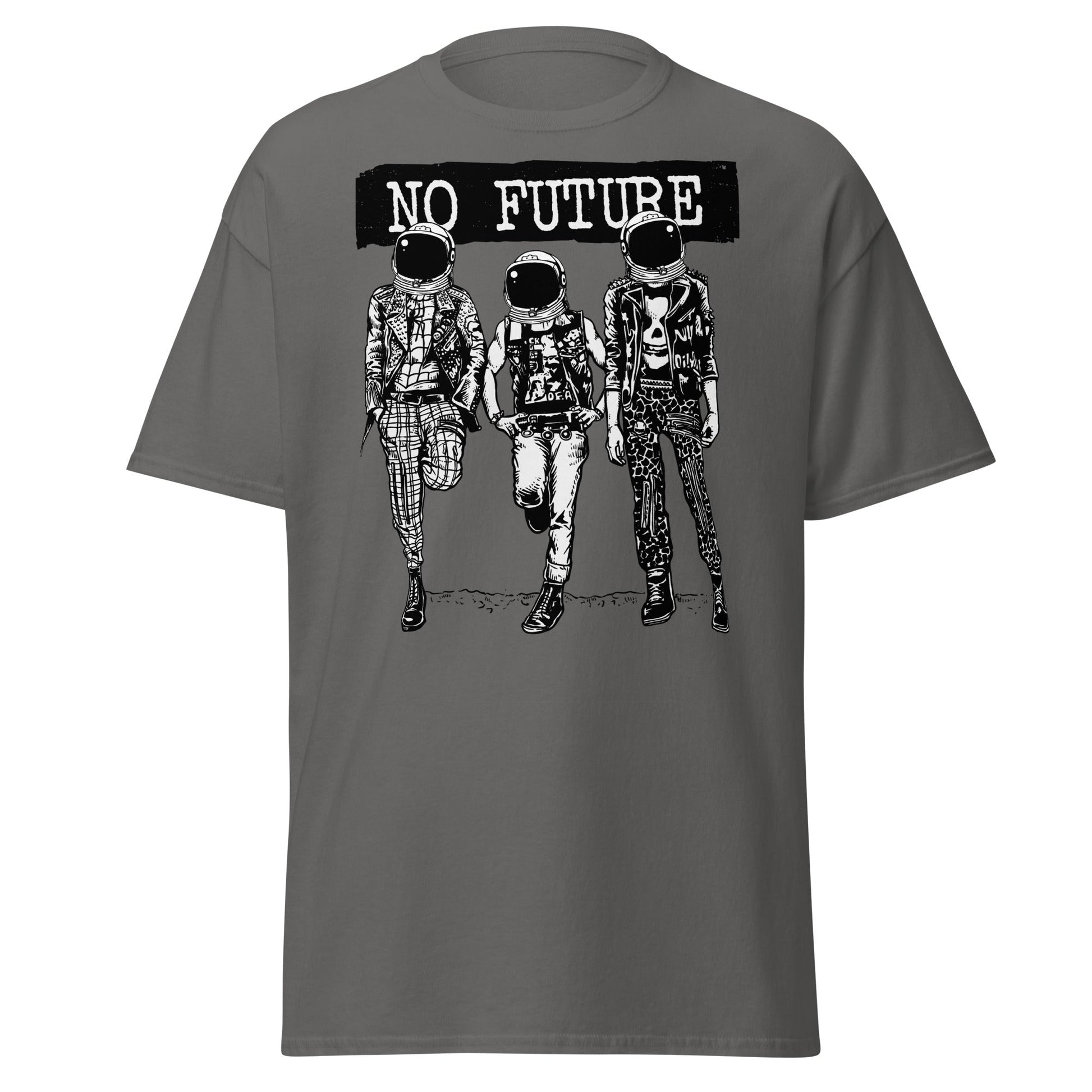 Punk Astronaut 'No Future' T-Shirt - Charcoal - T-Shirts Online