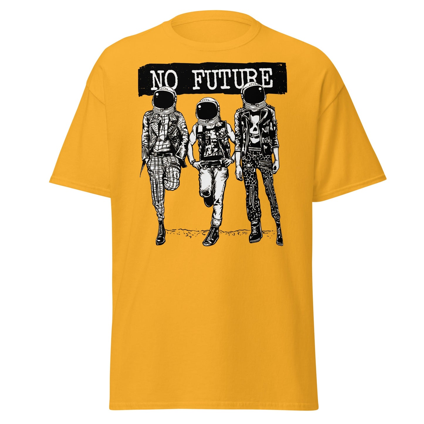 Punk Astronaut 'No Future' T-Shirt - Gold - T-Shirts Online