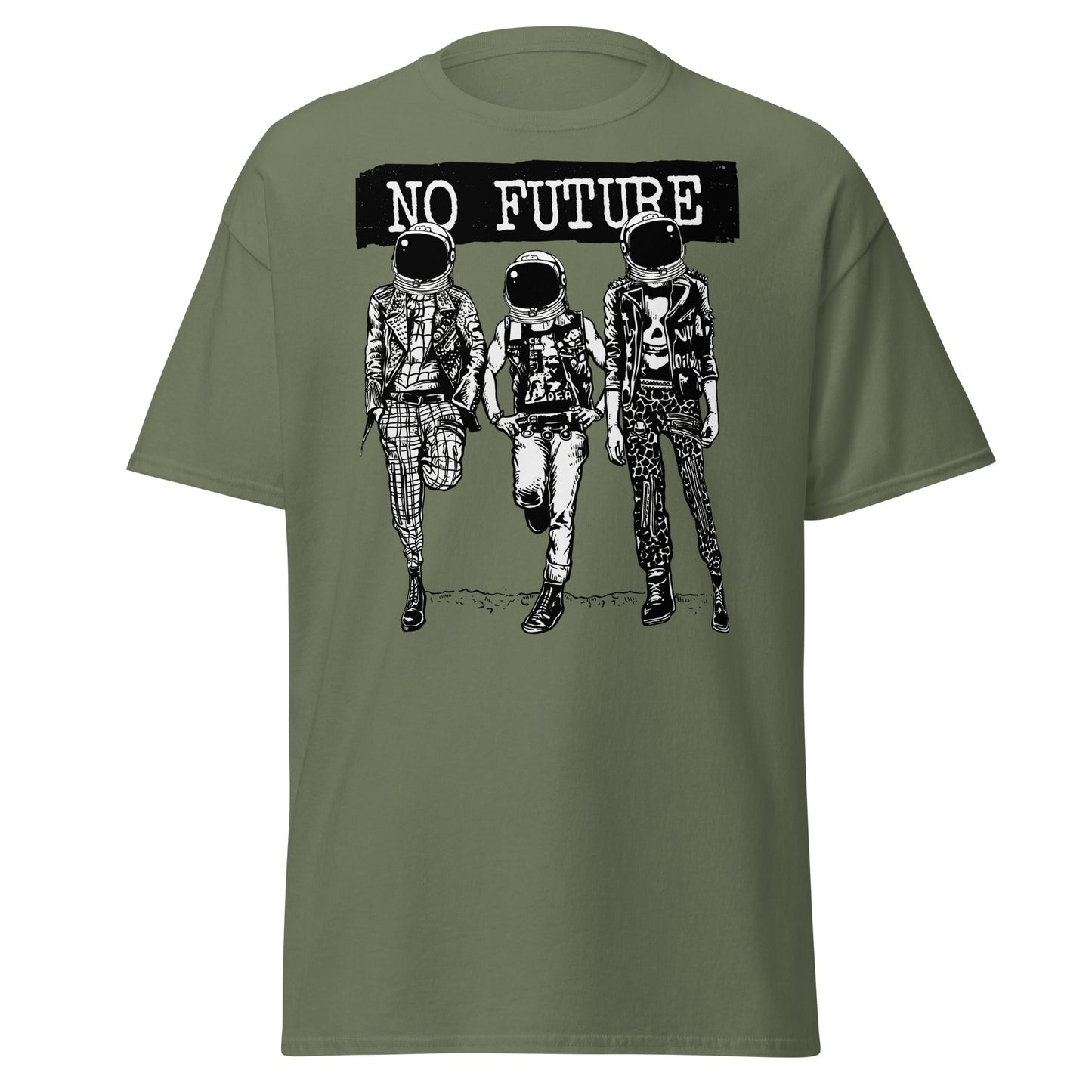 Punk Astronaut 'No Future' T-Shirt - Military Green - T-Shirts Online
