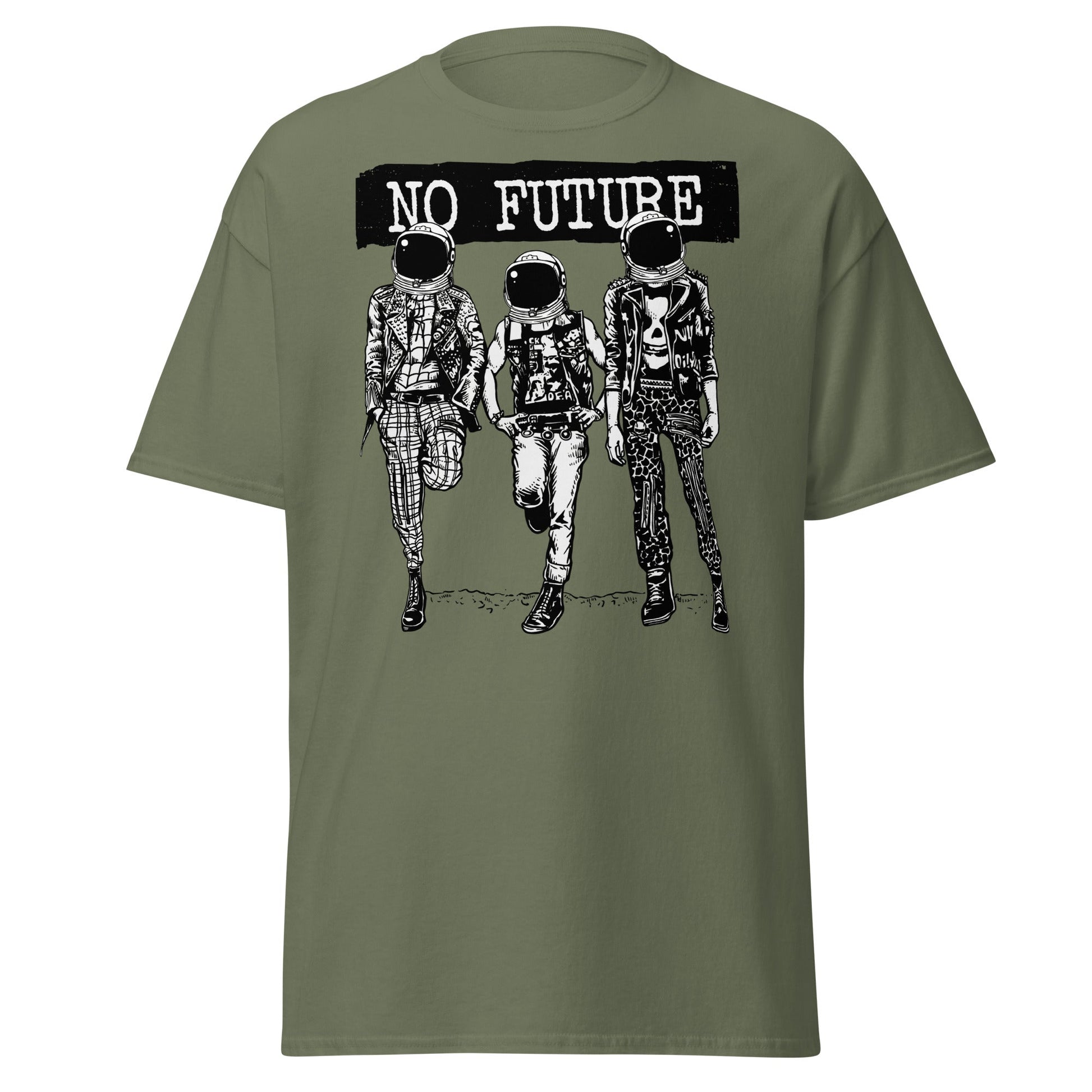 Punk Astronaut 'No Future' T-Shirt - Military Green - T-Shirts Online