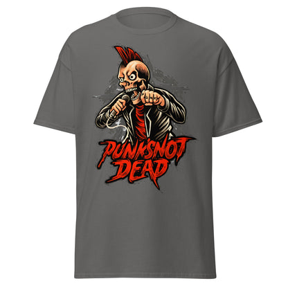 Punk Rock Skull T-Shirt - PUNK'S NOT DEAD Tee - Charcoal - T-Shirts Online