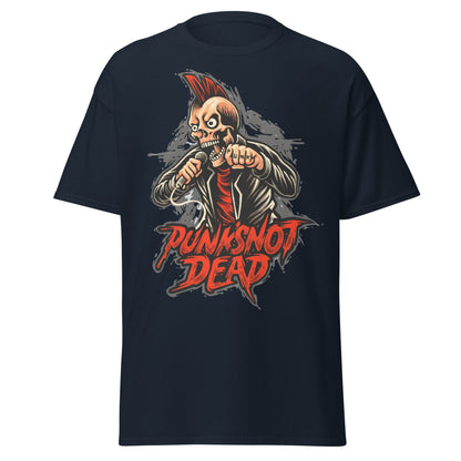 Punk Rock Skull T-Shirt - PUNK'S NOT DEAD Tee - Navy - T-Shirts Online