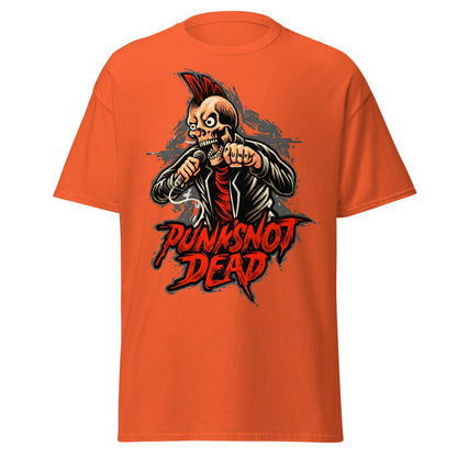 Punk Rock Skull T-Shirt - PUNK'S NOT DEAD Tee - Orange - T-Shirts Online